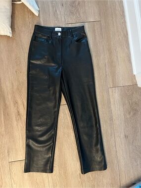 Aritzia Black Faux Leather Straight-Leg Pants